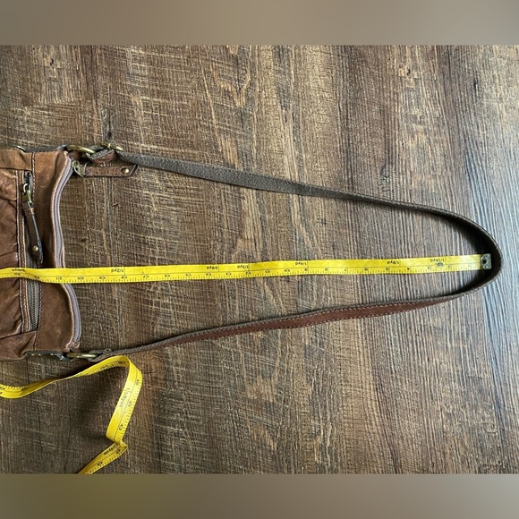FOSSIL crossbody purse brown distressed leather Vintage boho bag collectible EUC - Picture 11 of 16